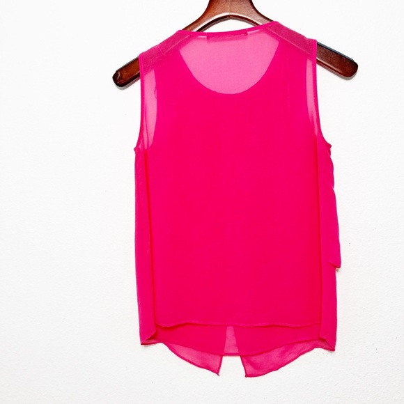 Zara Basic asymmetrical sleeveless chiffon hot pink blouse top size small - Picture 7 of 8